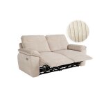 Canap de relaxation lectrique ross 3 places en velours ctel - beige