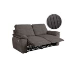 Canap de relaxation lectrique ross 3 places en velours ctel - gris