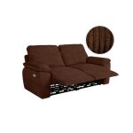 Canap de relaxation lectrique ross 3 places en velours ctel - marron