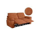 Canap de relaxation lectrique ross 3 places en velours ctel - terracotta