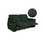 Canap de relaxation lectrique ross 3 places en velours ctel - vert fonc