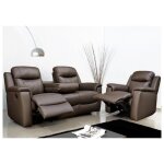 Canapé 3 places et un fauteuil relax evasion en cuir - marron Canapé 3 places et un fauteuil relax evasion en cuir - marron