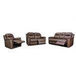 Canapés 3 places 2 places et un fauteuil relax evasion en cuir - marron Canapés 3 places 2 places et un fauteuil relax evasion en cuir - marron