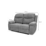 Canap� de relaxation manuel 2 places en tissu bona - gris clair - l154 x 90 x 100cm - loungitude