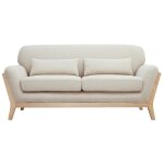 Miliboo - canap� scandinave 2 places en tissu beige et bois clair yoko