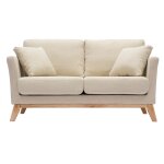 Miliboo - canap scandinave dhoussable 2 places en tissu beige et bois clair oslo