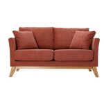 Miliboo - canap� scandinave d�houssable 2 places en tissu effet velours textur� terracotta et bois clair ...
