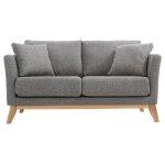 Miliboo - canap� scandinave d�houssable 2 places en tissu gris clair et bois clair oslo