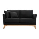 Miliboo - canap scandinave dhoussable 2 places en tissu gris fonc et bois clair oslo
