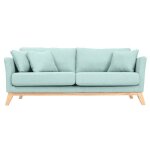 Miliboo - canap� scandinave d�houssable 3 places en tissu vert lagon et bois clair oslo