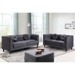 Canapés 3 places et 2 places en velours turner - anthracite Canapés 3 places et 2 places en velours turner - anthracite