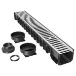 Caniveau 1 m grille de recouvrement galvanise drainage 15t eaux uses rigole vacuation garage