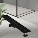 Luxebath caniveau de douche 70 cm 2en1 � carreler extra plat acier inoxydable noir �coulement de sol ...