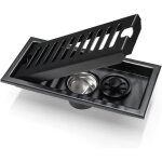 Caniveau de douche wovte siphon de sol en acier inoxydable noir drain de douche de 20 x 10 cm double ... Caniveau de douche wovte siphon de sol en acier inoxydable noir drain de douche de 20 x 10 cm double ...