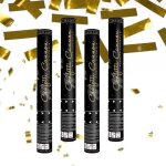 Canon � confettis rectangle couleur or 40 cm - lot de 4 lanceurs � confettis � tenir en main pour anniversair ...