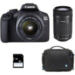 Canon eos 2000d + ef - s 18 - 55 mm f / 3. 5 - 5. 6 is ii + ef - s 55 - 250 f / 4 - 5. 6 is garanti 3 ...