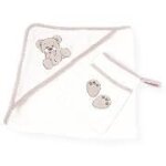 Cape de bain avec gant miam le gateau - les kinousses - gris - 70x70cm - 3 mois