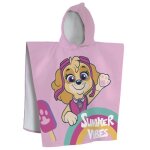 Cape de bain enfant imprim�e 100% coton - pat patrouille good vibes - rose - 60x120cm