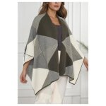 Cape poncho - kebello - kaki - coupe cintr - manches longues - 100% polyester