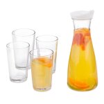 Relaxdays carafe  eau avec verres set de 5 pices 1 l 220 ml couvercle avec bec verseur cruche transparent ...