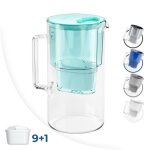 Wessper carafe en verre avec 10 filtre � eau (compatible avec brita maxtra) eau filtr�e avec grand go�t ...