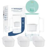 Carafe filtrante en verre wessper d2 borosilicate futureflow 3 l menthe + 10x filtre  eau aquamax