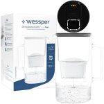 Carafe filtrante en verre wessper d2 borosilicate futureflow 3 l noir + 1x filtre  eau aquamax