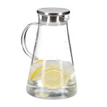 Relaxdays carafe en verre 18 l avec couvercle eau jus eau aromatise lavable au lave - vaisselle transparent ...