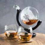 Ensemble de carafes à vin - whisky - 850 ml - bois et verre - 5 pièces - cadeau pour hommes Ensemble de carafes à vin - whisky - 850 ml - bois et verre - 5 pièces - cadeau pour hommes