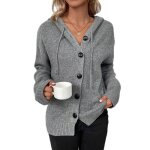 Cardigan femmecardigan  capuche automne et hiver pour femmetricot dcontract gilet femmesgris
