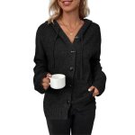Cardigan femmecardigan � capuche automne et hiver pour femmetricot d�contract� gilet femmesnoir