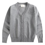 Cardigan gilet garon fille manches longues v cou pulls en tricot enfant gris