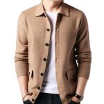 Cardigan homme lgre gilet - insfity - col revers - ouverture boutons - kaki