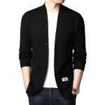 Cardigan homme manches longues en tricot - insfity - noir - col classique Cardigan homme manches longues en tricot - insfity - noir - col classique