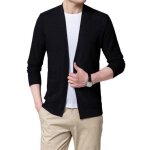 Cardigan homme en tricot automne hiver gilet col v avec poches couleur unie - noir