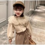 Cardigan pull pour filles - ecelen - automne hiver 2021 - bébé mignon doux - revers Cardigan pull pour filles - ecelen - automne hiver 2021 - bébé mignon doux - revers