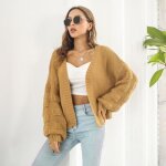 Cardigan tricoté dautomne pour femmes - vitata - pull ample à manches bouffantes - jaune - col arrondi ... Cardigan tricoté dautomne pour femmes - vitata - pull ample à manches bouffantes - jaune - col arrondi ...