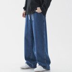 Cargo jeans - funmoon - hommes - droit - large - denim bleu fonc