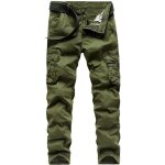 Cargo pantalon homme militaire en coton coupe slim pantalon stetch multi - poches couleur unie - vert ...