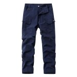 Cargo pantalon de travail homme casual multi - poches eexterieur mode en coton - bleu marine