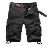Cargo shorts homme multi - poches casual shorts coupe droite couleur unie - gris