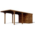 Carport bois 1 voiture avec annexe 209m�