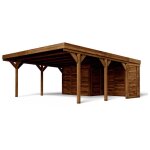 Carport bois 2 voitures avec annexe 39m�