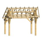 Carport double pente asym�trique en sapin du nord contrecoll� - habrita - 19. 70 m2