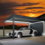 Carport isotoit modern gris anthracite 378x300m - ombrazur - aluminium - led intgres