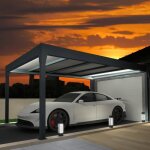 Carport isotoit modern lot gris anthracite 502x300m + led