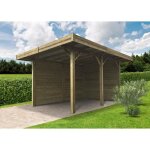 Carport en pin du nord certifi� et impr�gn� autoclave solid - 4064x5064cm - double paroi