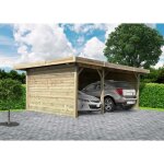 Carport solid - en pin du nord - 5064x7064cm - toiture en métal - 21m² Carport solid - en pin du nord - 5064x7064cm - toiture en métal - 21m²