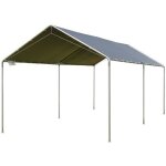 Outsunny - carport auvent pour voitures - acier - 595x290x260cm - gris