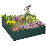 Carr� potager de jardin - outsunny - potager sur�lev� bac acier galvanis� r�sistant � la rouille - 120x120x30c ...